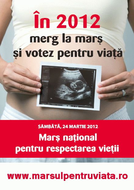 Marsul pentru Viata - 24 martie 2012 - In 2012 merg la mars si votez pentru viata - Mars national in 19 orase si 2 sate pentru respectarea vietii